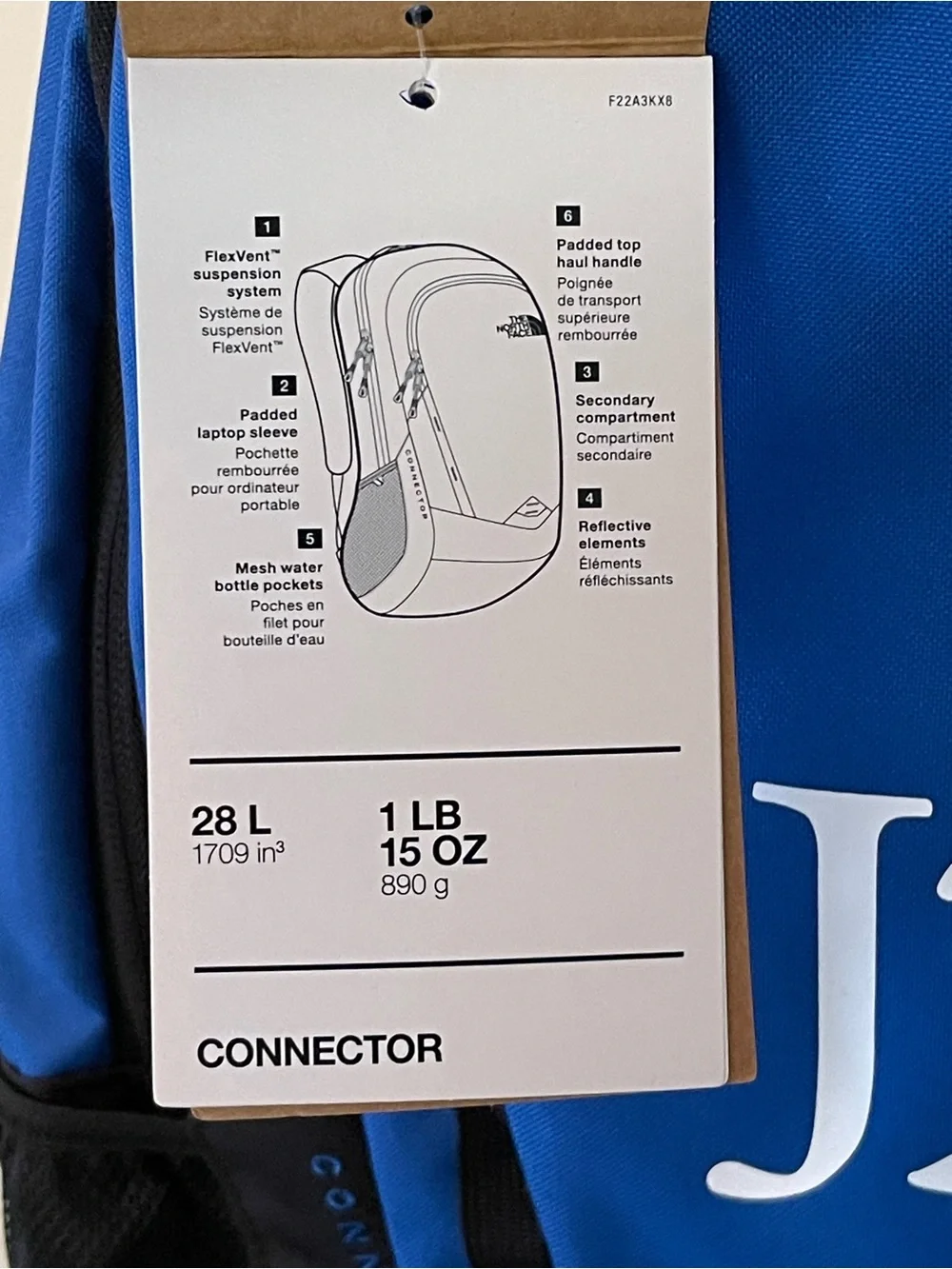 The North Face Blue Connector J2 Backpack -NWT